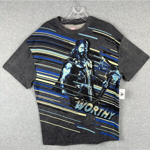Thor T-Shirt Men's S Gray Short Sleeve Marvel Super Heros Double‎ Sided NWT